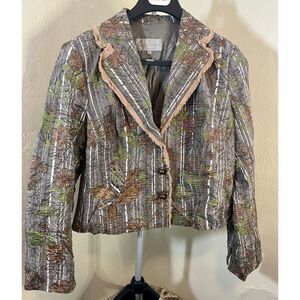 Vintage Earl Rutenberg  Embroidered Mixed Media Blazer Boho  Art Size XL